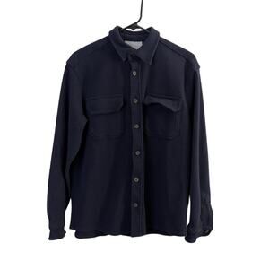 Plenum Studio Shirt Mens Medium Indigo Blue Long Sleeve Button Heavy Waffle